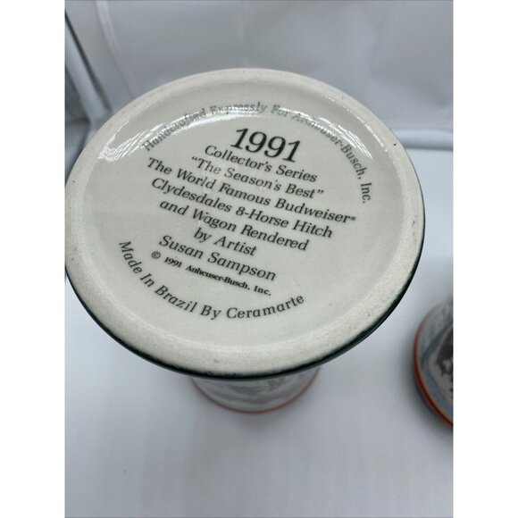 1991 Budweiser Beer Holiday Christmas Stein Lot of 2 Mug by Susan Sampson - Picture 8 of 8